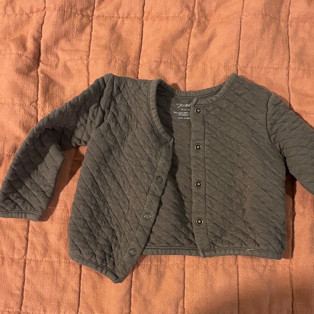 Pehr Green Quilted Button-Up Cardigan